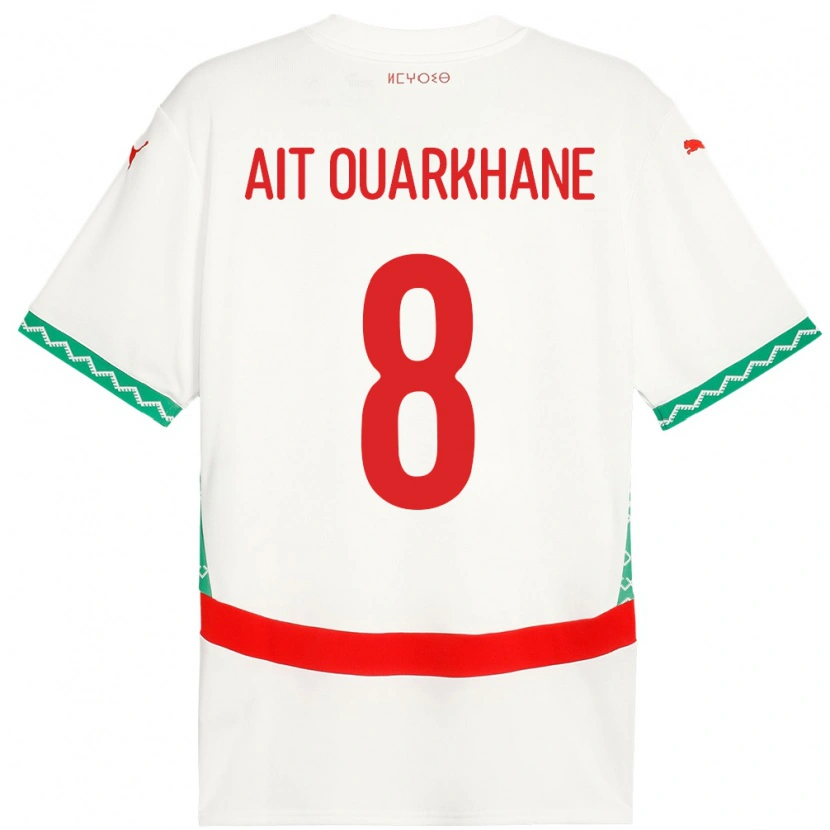 Danxen Niño Camiseta Marruecos Khalid Aït Ouarkhane #8 Blanco 2ª Equipación 24-26 La Camisa