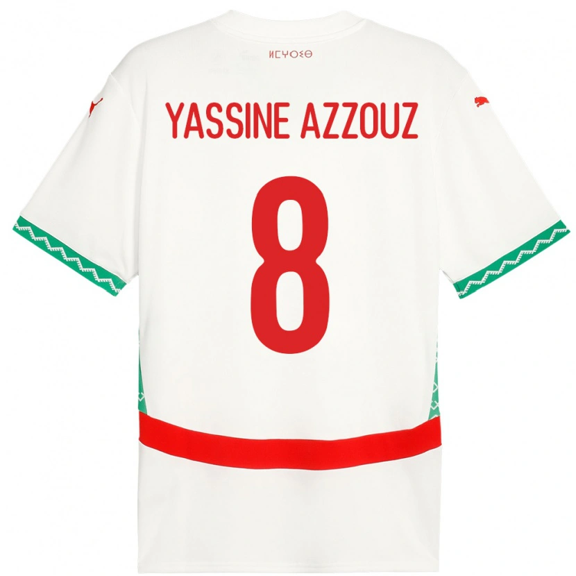 Danxen Niño Camiseta Marruecos Mohamed Yassine Azzouz #8 Blanco 2ª Equipación 24-26 La Camisa