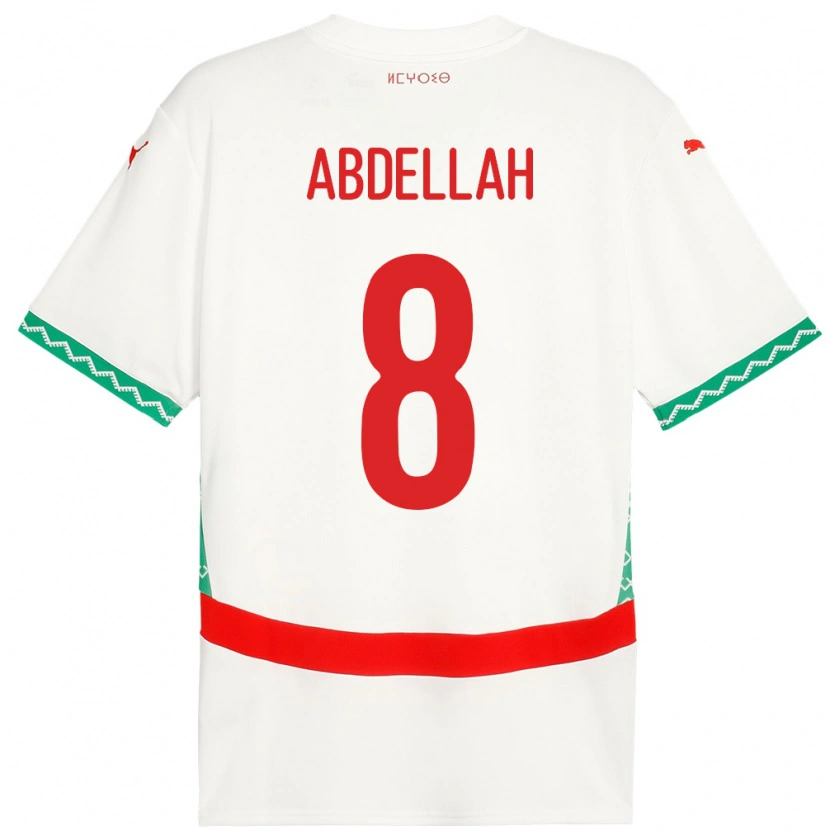 Danxen Niño Camiseta Marruecos Abdellah Ouazane #8 Blanco 2ª Equipación 24-26 La Camisa