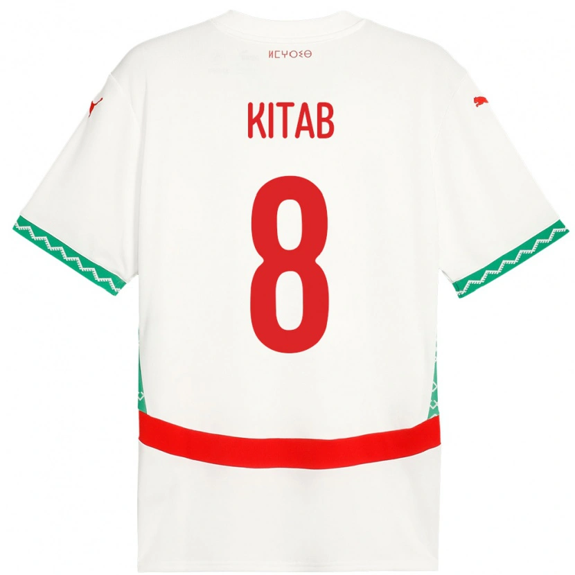 Danxen Niño Camiseta Marruecos Bachir Kitab #8 Blanco 2ª Equipación 24-26 La Camisa