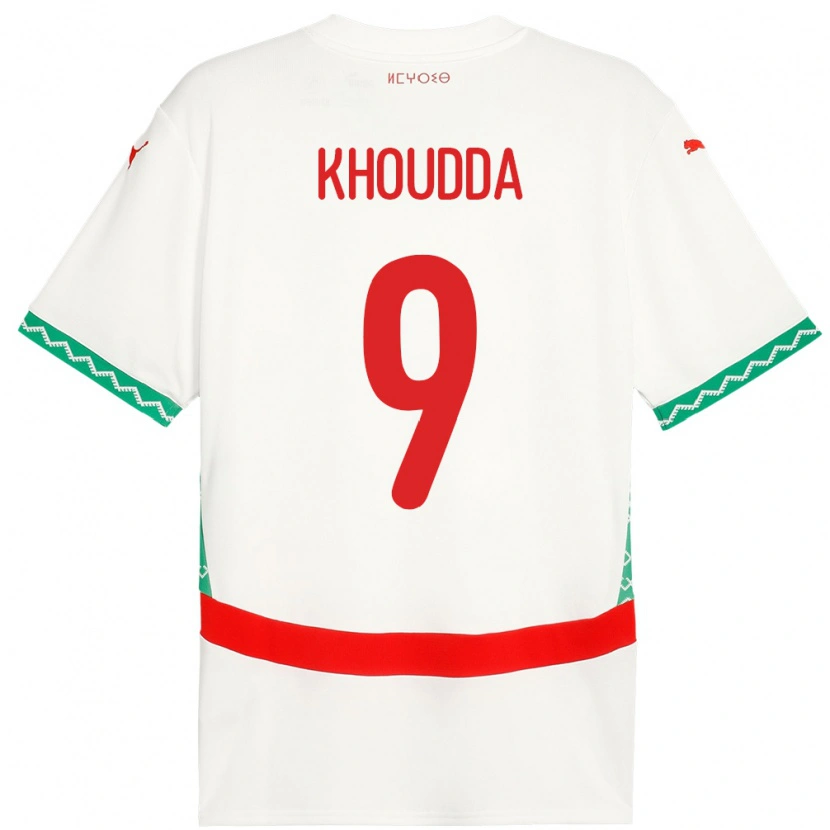 Danxen Niño Camiseta Marruecos Youssef Khoudda #9 Blanco 2ª Equipación 24-26 La Camisa