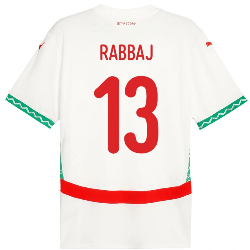 Danxen Niño Camiseta Marruecos Yusuf Rabbaj #13 Blanco 2ª Equipación 24-26 La Camisa