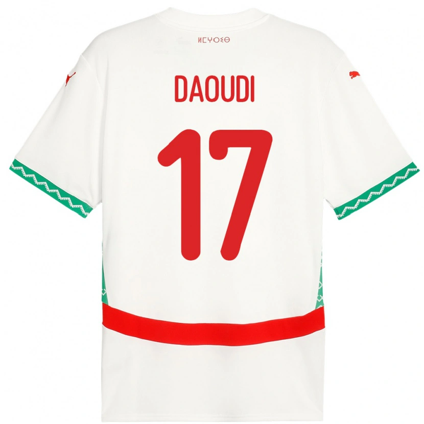 Danxen Niño Camiseta Marruecos Abdelali Daoudi #17 Blanco 2ª Equipación 24-26 La Camisa