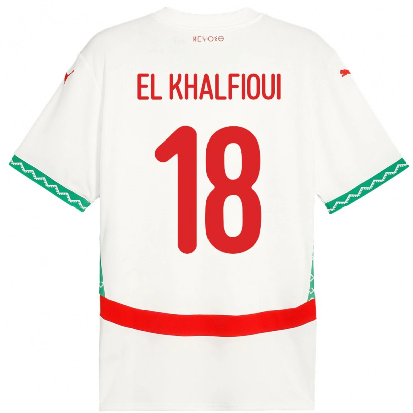 Danxen Niño Camiseta Marruecos Zakari El Khalfioui #18 Blanco 2ª Equipación 24-26 La Camisa