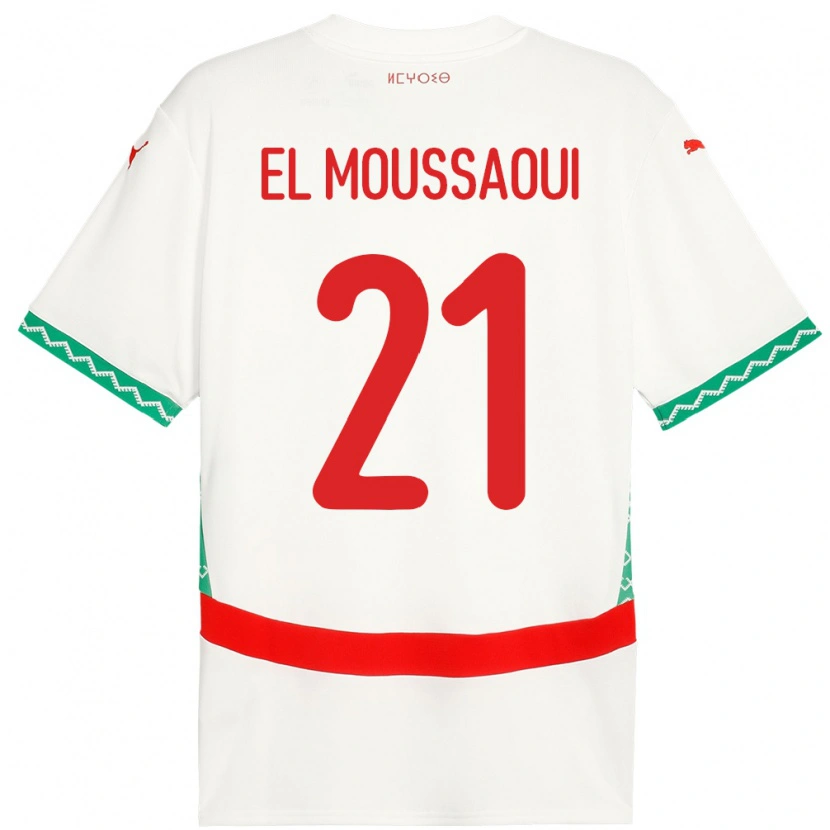 Danxen Niño Camiseta Marruecos Tajeddine El Moussaoui #21 Blanco 2ª Equipación 24-26 La Camisa