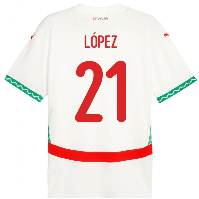 Danxen Niño Camiseta Marruecos Mani López #21 Blanco 2ª Equipación 24-26 La Camisa