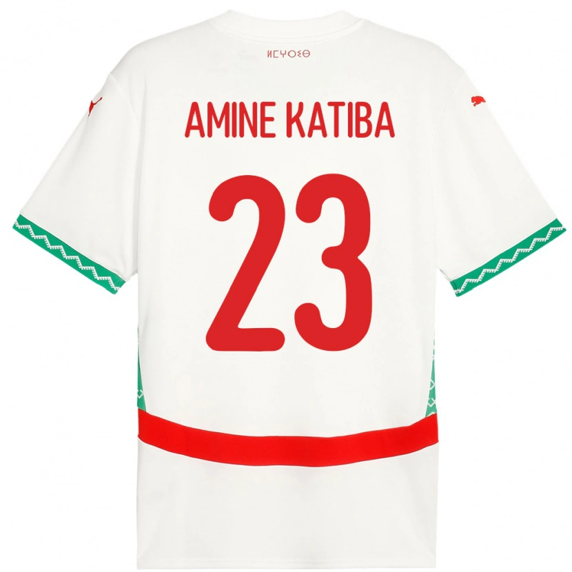 Danxen Niño Camiseta Marruecos Mohamed Amine Katiba #23 Blanco 2ª Equipación 24-26 La Camisa