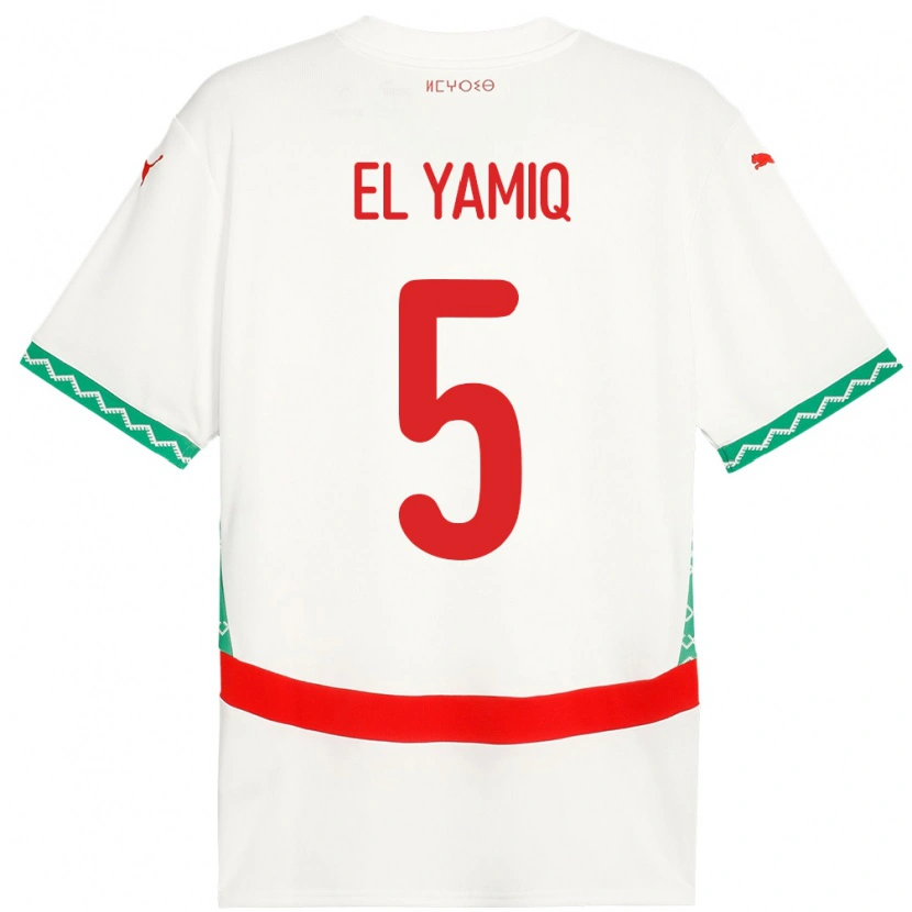 Danxen Niño Camiseta Marruecos Jawad El Yamiq #5 Blanco 2ª Equipación 24-26 La Camisa