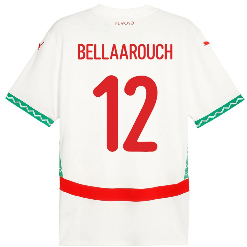 Danxen Niño Camiseta Marruecos Alaa Bellaarouch #12 Blanco 2ª Equipación 24-26 La Camisa