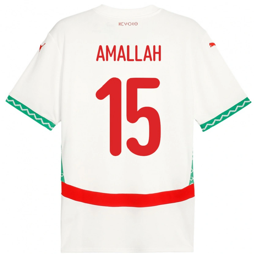Danxen Niño Camiseta Marruecos Selim Amallah #15 Blanco 2ª Equipación 24-26 La Camisa