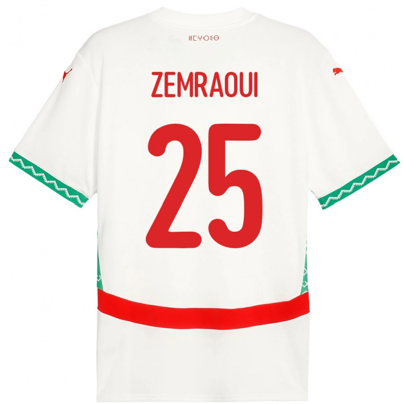 Danxen Niño Camiseta Marruecos Oussama Zemraoui #25 Blanco 2ª Equipación 24-26 La Camisa