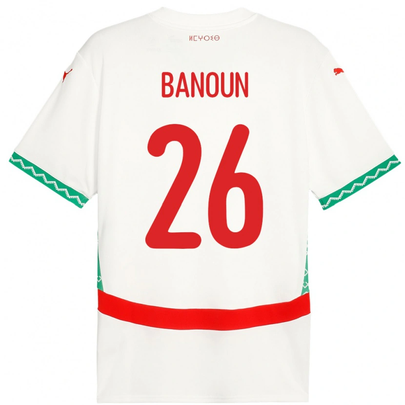 Danxen Niño Camiseta Marruecos Badr Banoun #26 Blanco 2ª Equipación 24-26 La Camisa
