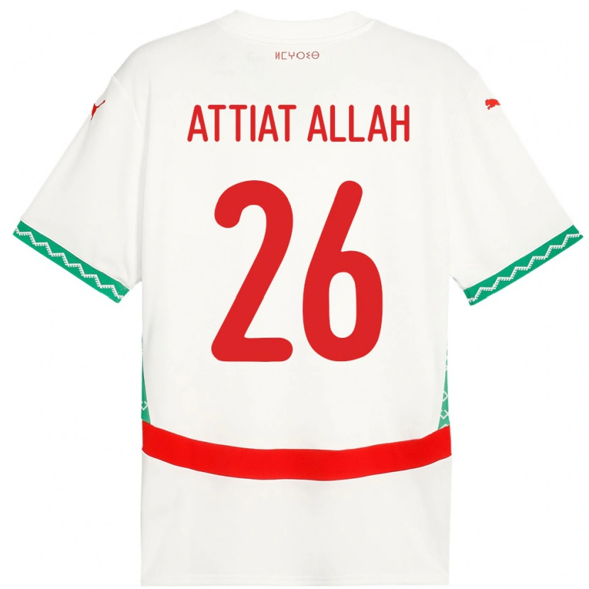 Danxen Niño Camiseta Marruecos Yahia Attiat-Allah #26 Blanco 2ª Equipación 24-26 La Camisa