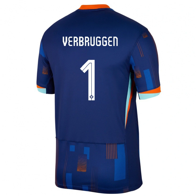 Danxen Niño Camiseta Países Bajos Bart Verbruggen #1 Azul 2ª Equipación 24-26 La Camisa