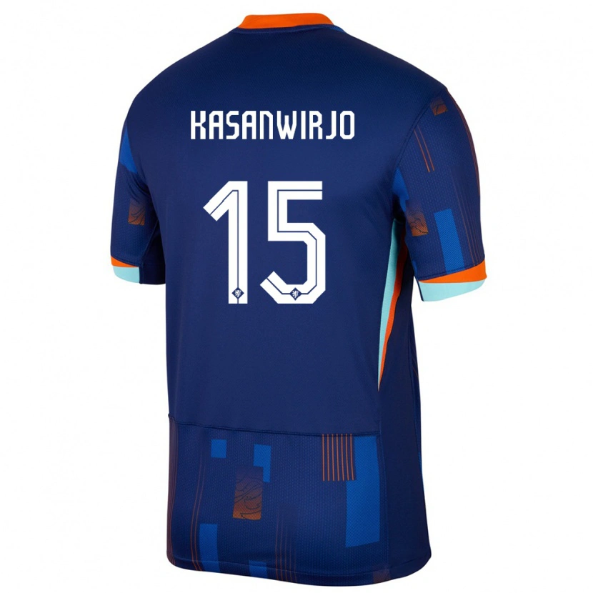 Danxen Niño Camiseta Países Bajos Neraysho Kasanwirjo #15 Azul 2ª Equipación 24-26 La Camisa