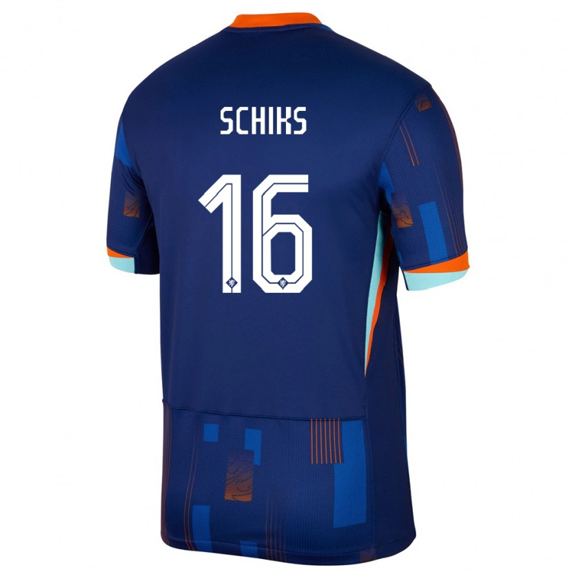 Danxen Niño Camiseta Países Bajos Niek Schiks #16 Azul 2ª Equipación 24-26 La Camisa