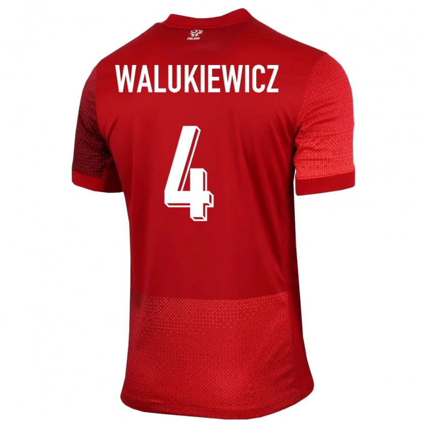 Danxen Niño Camiseta Polonia Sebastian Walukiewicz #4 Rojo 2ª Equipación 24-26 La Camisa