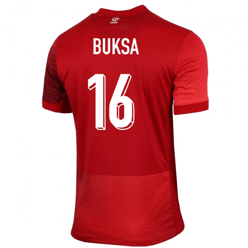 Danxen Niño Camiseta Polonia Adam Buksa #16 Rojo 2ª Equipación 24-26 La Camisa