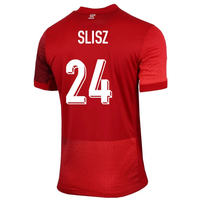 Danxen Niño Camiseta Polonia Bartosz Slisz #24 Rojo 2ª Equipación 24-26 La Camisa