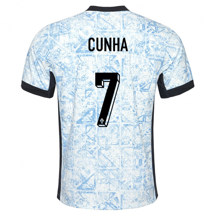 Danxen Niño Camiseta Portugal Duarte Cunha #7 Crema Azul 2ª Equipación 24-26 La Camisa