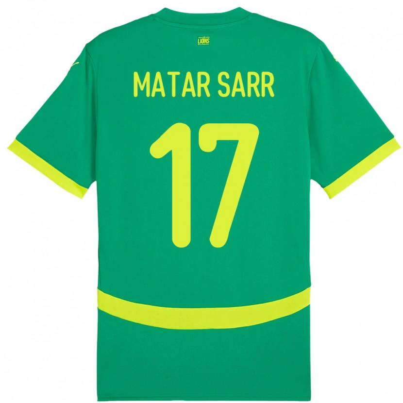 Danxen Niño Camiseta Senegal Pape Matar Sarr #17 Verde 2ª Equipación 24-26 La Camisa