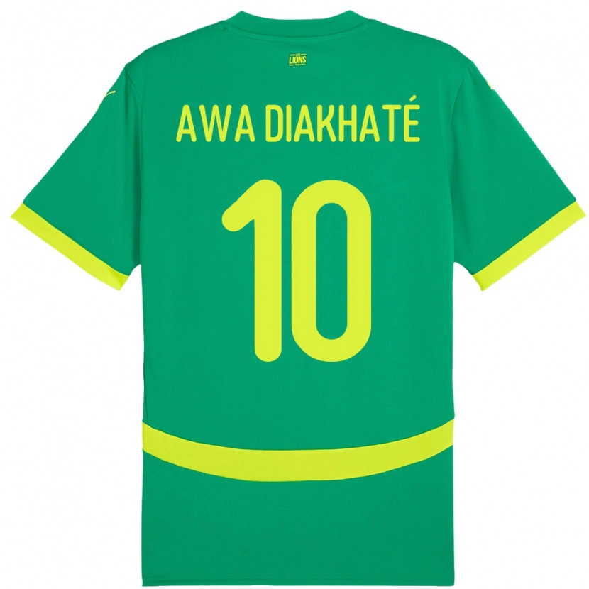 Danxen Niño Camiseta Senegal Ndeye Awa Diakhate #10 Verde 2ª Equipación 24-26 La Camisa
