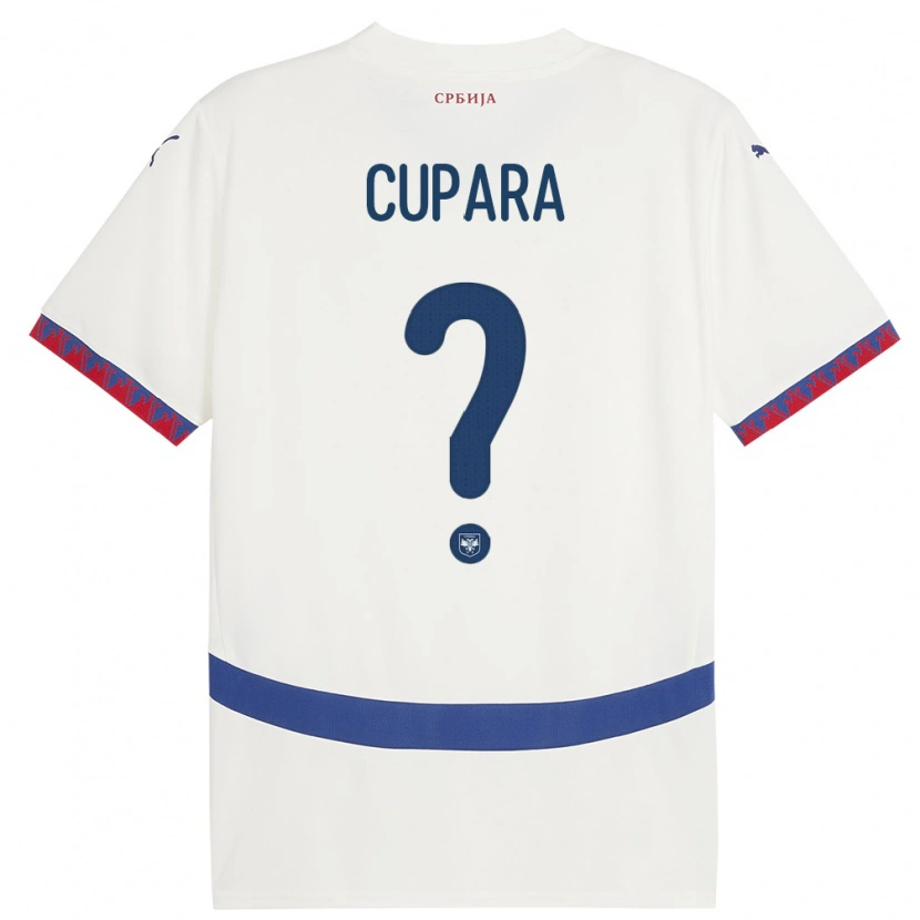 Danxen Niño Camiseta Serbia Dusan Cupara #0 Blanco 2ª Equipación 24-26 La Camisa