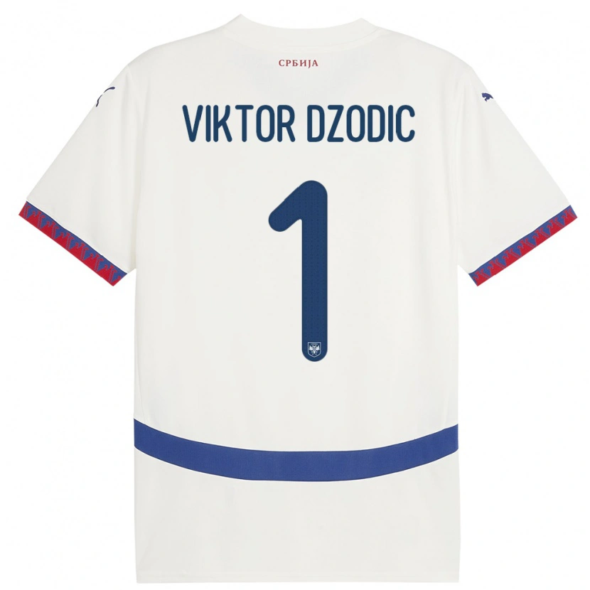 Danxen Niño Camiseta Serbia Viktor Dzodic #1 Blanco 2ª Equipación 24-26 La Camisa