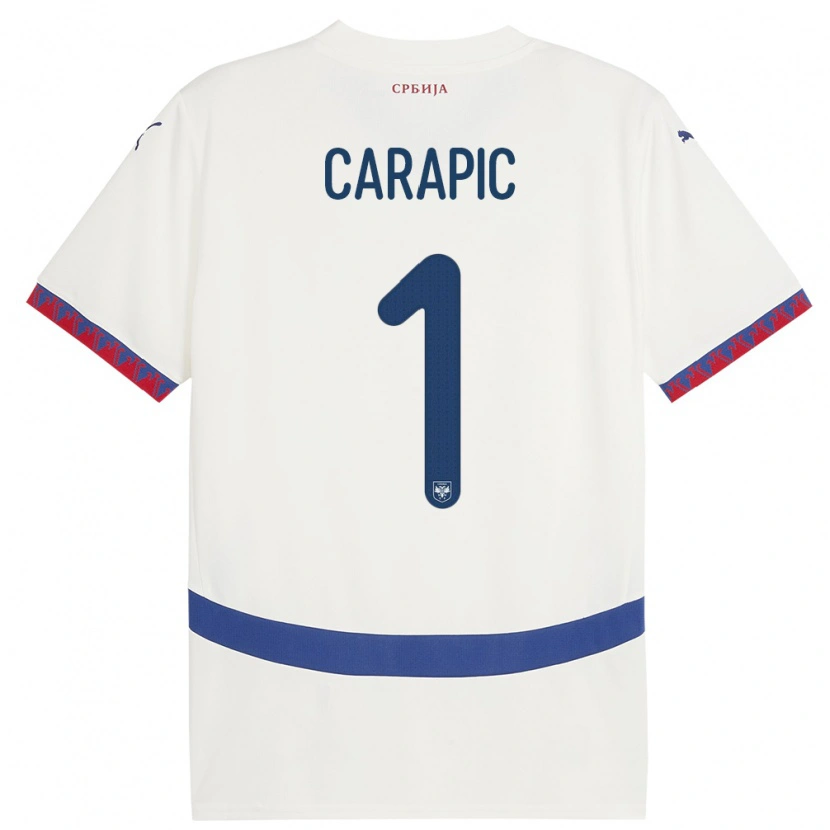 Danxen Niño Camiseta Serbia Vladan Carapic #1 Blanco 2ª Equipación 24-26 La Camisa