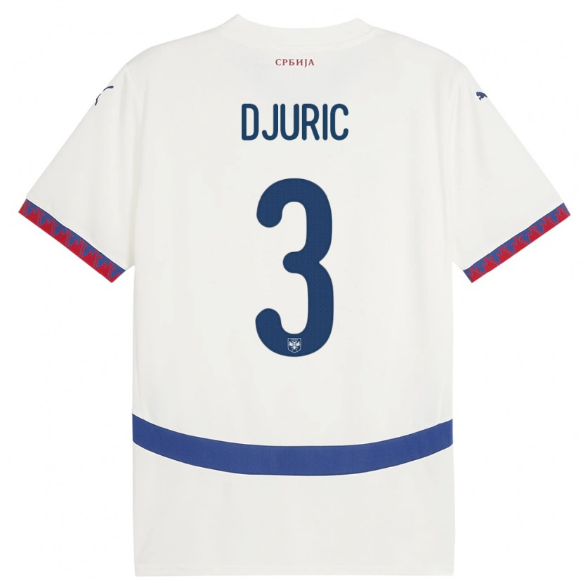 Danxen Niño Camiseta Serbia David Djuric #3 Blanco 2ª Equipación 24-26 La Camisa