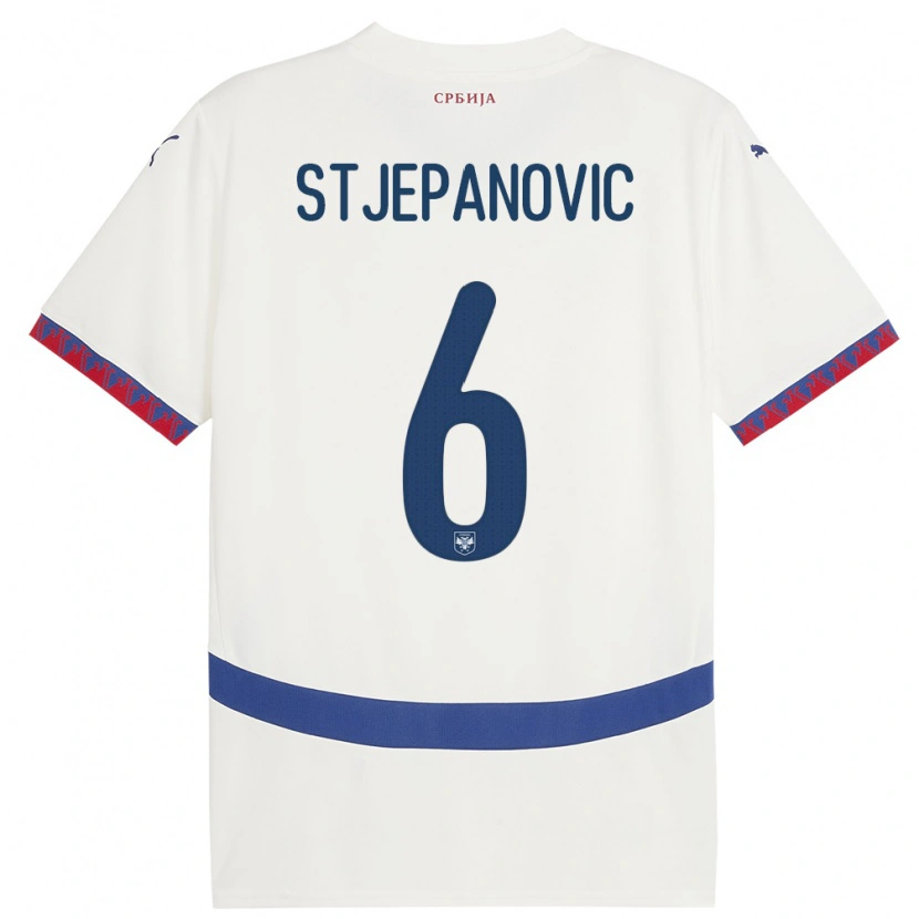 Danxen Niño Camiseta Serbia Mateja Stjepanovic #6 Blanco 2ª Equipación 24-26 La Camisa