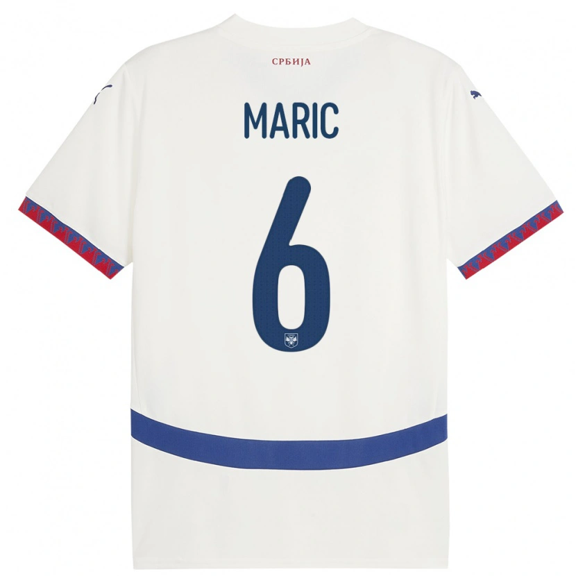 Danxen Niño Camiseta Serbia Andrew Maric #6 Blanco 2ª Equipación 24-26 La Camisa