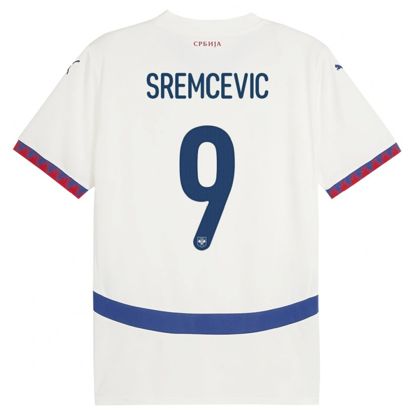 Danxen Niño Camiseta Serbia Uros Sremcevic #9 Blanco 2ª Equipación 24-26 La Camisa