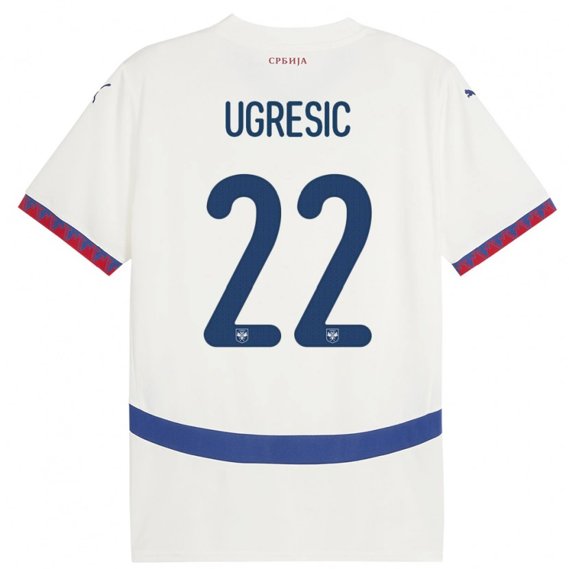 Danxen Niño Camiseta Serbia Ognjen Ugresic #22 Blanco 2ª Equipación 24-26 La Camisa
