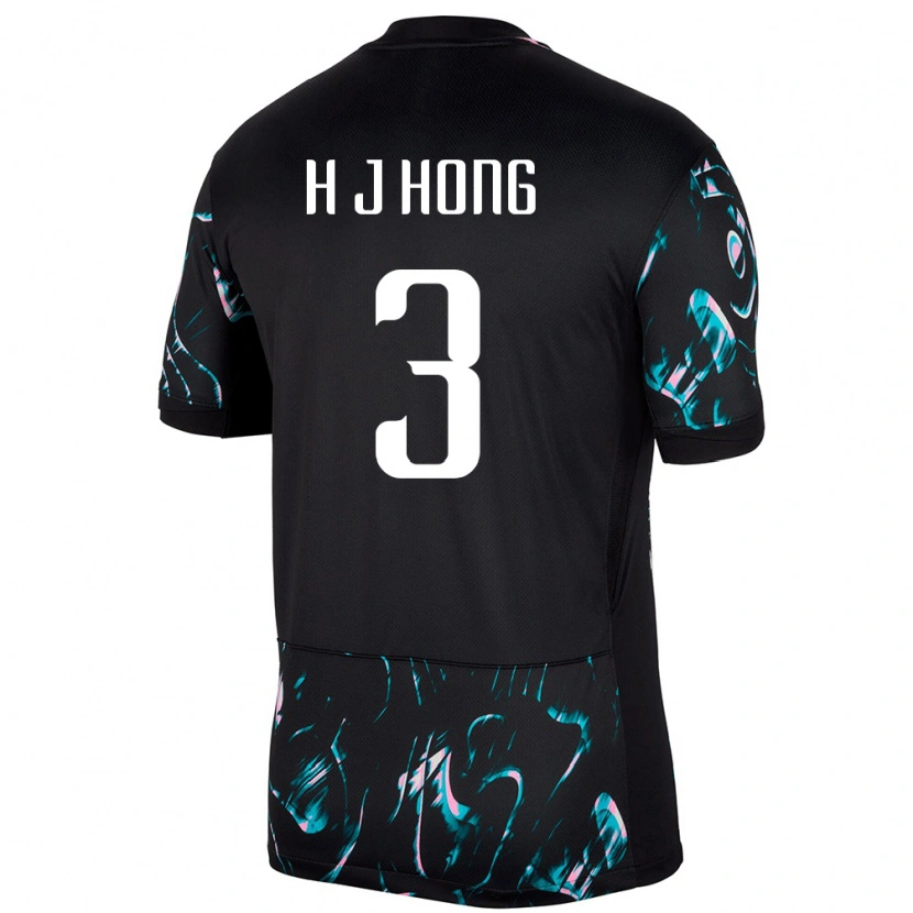 Danxen Niño Camiseta Corea Del Sur Hong Hye Ji #3 Negro 2ª Equipación 24-26 La Camisa
