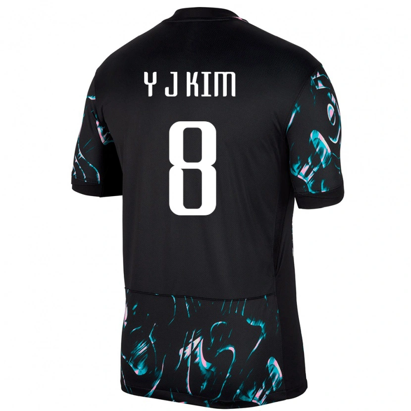 Danxen Niño Camiseta Corea Del Sur Kim Yun Ji #8 Negro 2ª Equipación 24-26 La Camisa
