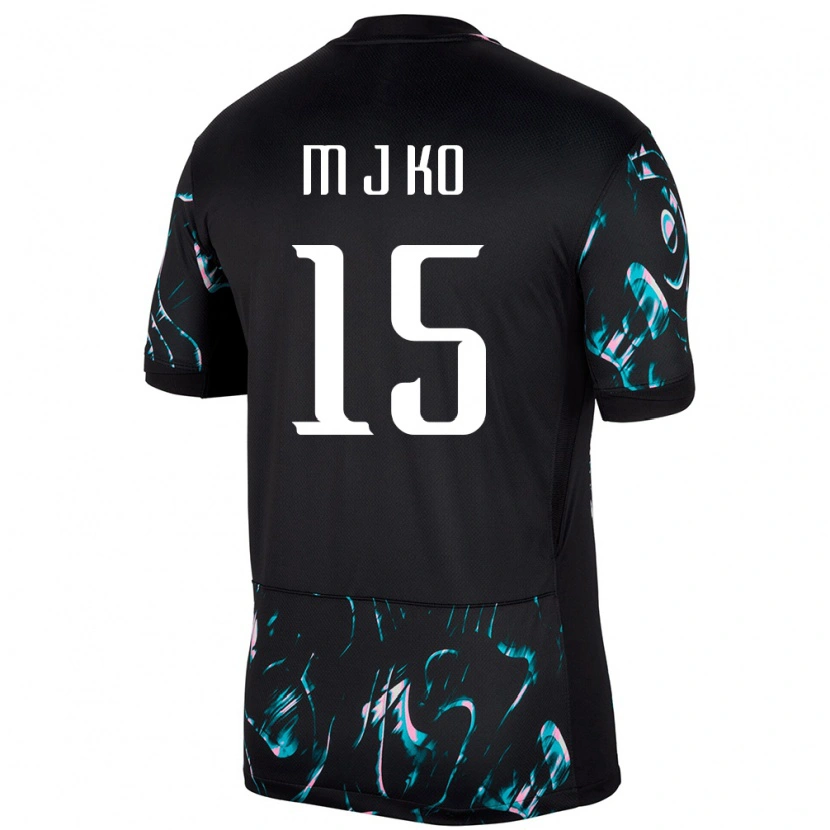 Danxen Niño Camiseta Corea Del Sur Ko Min Jung #15 Negro 2ª Equipación 24-26 La Camisa