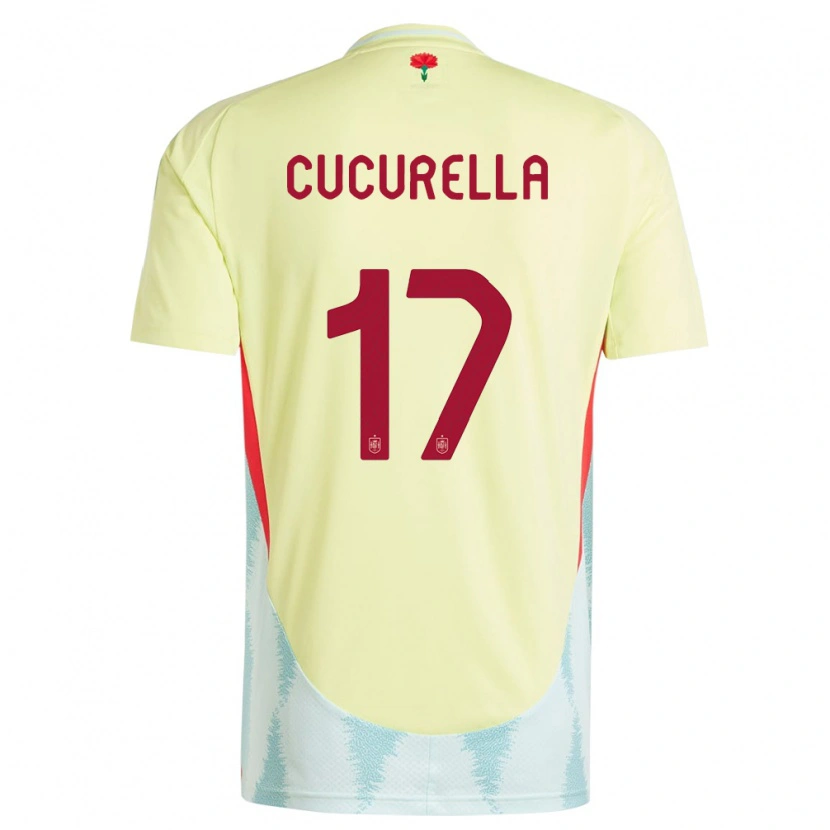 Danxen Niño Camiseta España Marc Cucurella #17 Amarillo 2ª Equipación 24-26 La Camisa