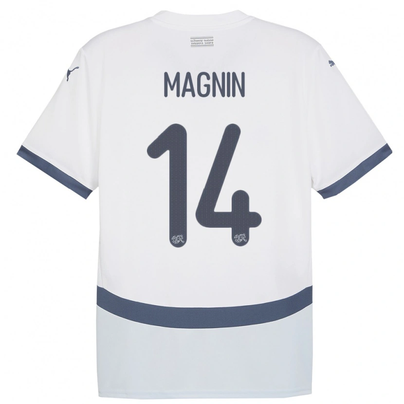 Danxen Niño Camiseta Suiza Théo Magnin #14 Blanco 2ª Equipación 24-26 La Camisa