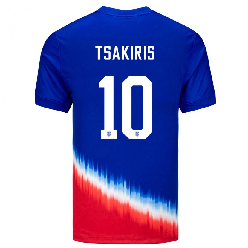 Danxen Niño Camiseta Estados Unidos Niko Tsakiris #10 Azul 2ª Equipación 24-26 La Camisa