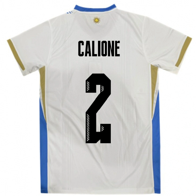 Danxen Niño Camiseta Uruguay Paolo Calione #2 Blanco Azul 2ª Equipación 24-26 La Camisa