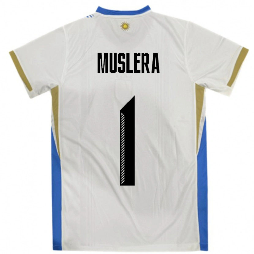 Danxen Niño Camiseta Uruguay Fernando Muslera #1 Blanco Azul 2ª Equipación 24-26 La Camisa