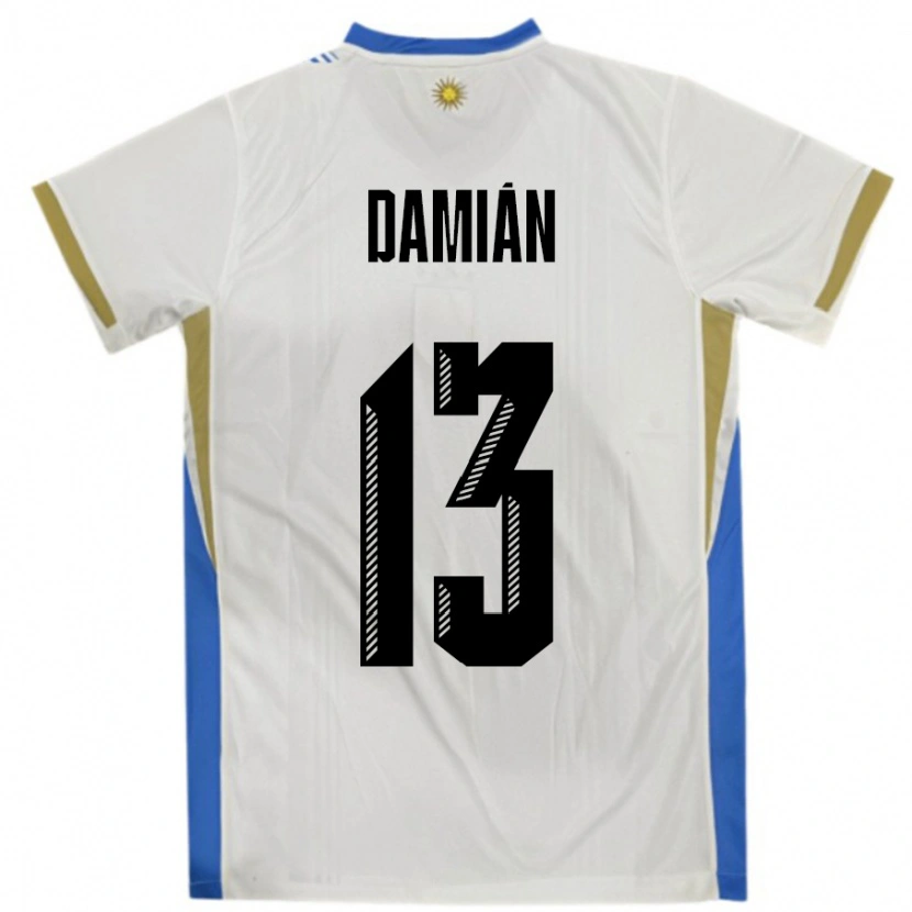 Danxen Niño Camiseta Uruguay Damian Suarez #13 Blanco Azul 2ª Equipación 24-26 La Camisa