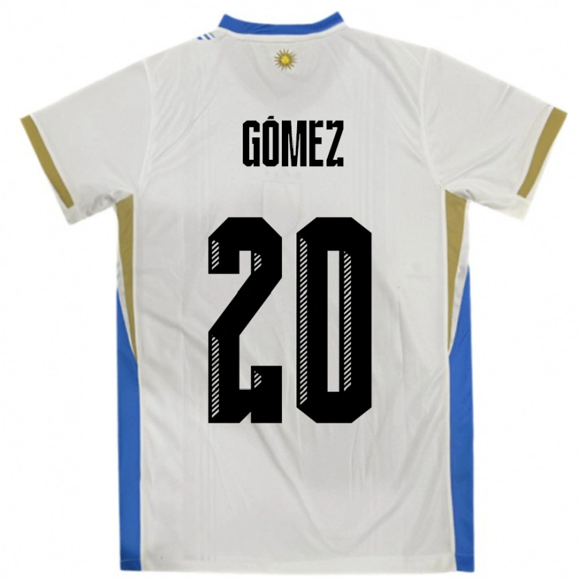 Danxen Niño Camiseta Uruguay Luciana Gomez #20 Blanco Azul 2ª Equipación 24-26 La Camisa