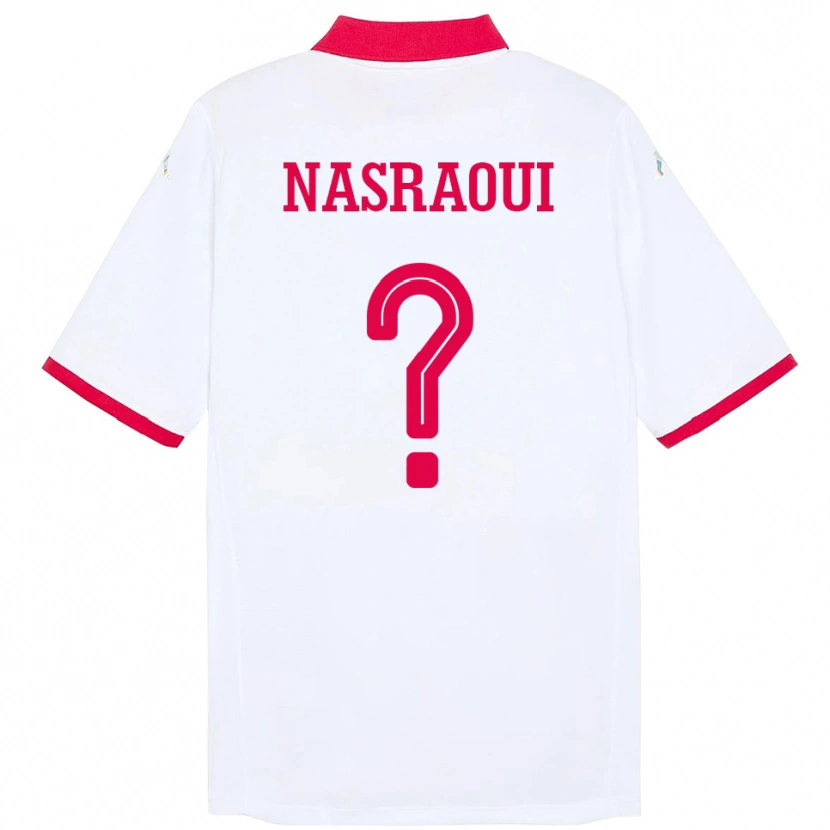 Danxen Niño Camiseta Túnez Mohamed Nasraoui #0 Blanco 2ª Equipación 24-26 La Camisa