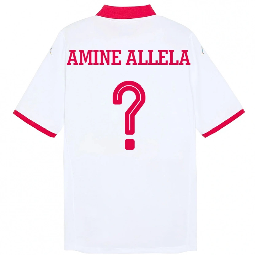 Danxen Niño Camiseta Túnez Mohamed Amine Allela #0 Blanco 2ª Equipación 24-26 La Camisa