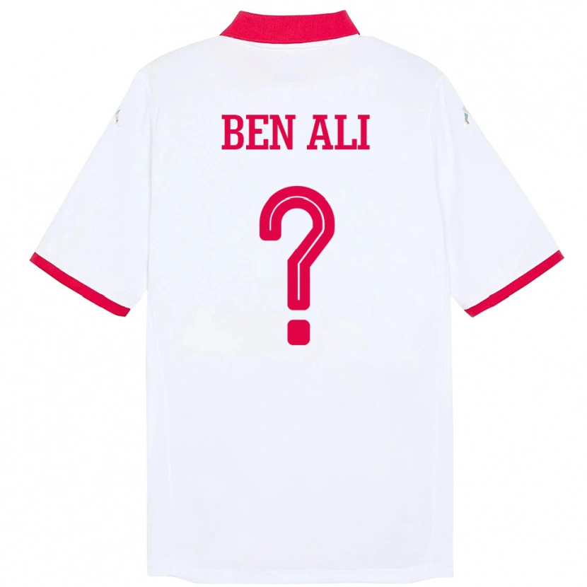 Danxen Niño Camiseta Túnez Omar Ben Ali #0 Blanco 2ª Equipación 24-26 La Camisa