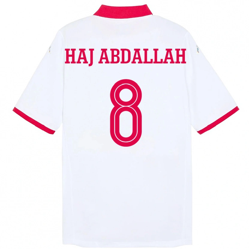 Danxen Niño Camiseta Túnez Saifedine Haj Abdallah #8 Blanco 2ª Equipación 24-26 La Camisa