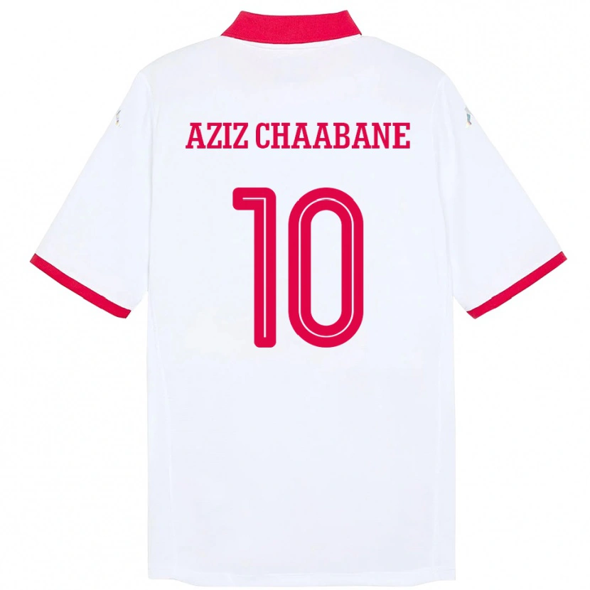Danxen Niño Camiseta Túnez Mohamed Aziz Chaabane #10 Blanco 2ª Equipación 24-26 La Camisa
