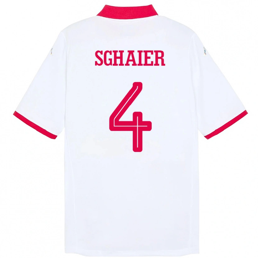 Danxen Niño Camiseta Túnez Makrem Sghaier #4 Blanco 2ª Equipación 24-26 La Camisa